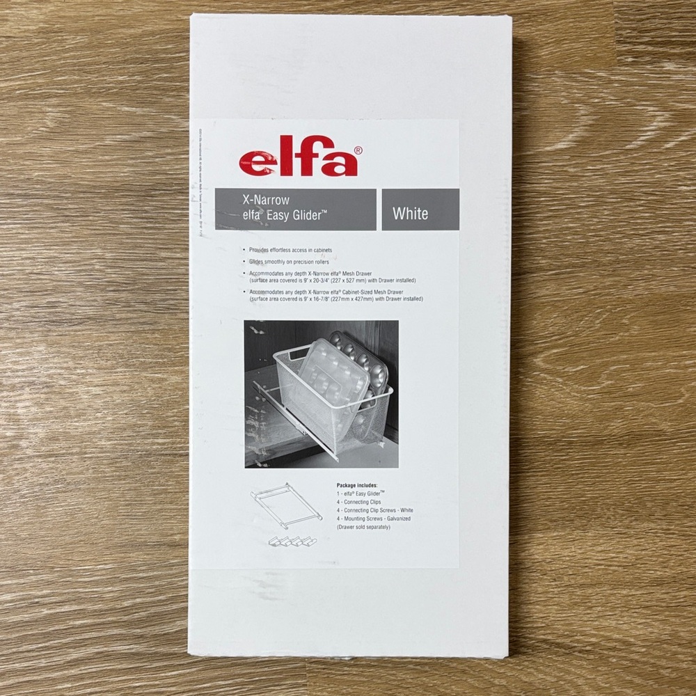 Elfa X-Narrow Easy Glider in White